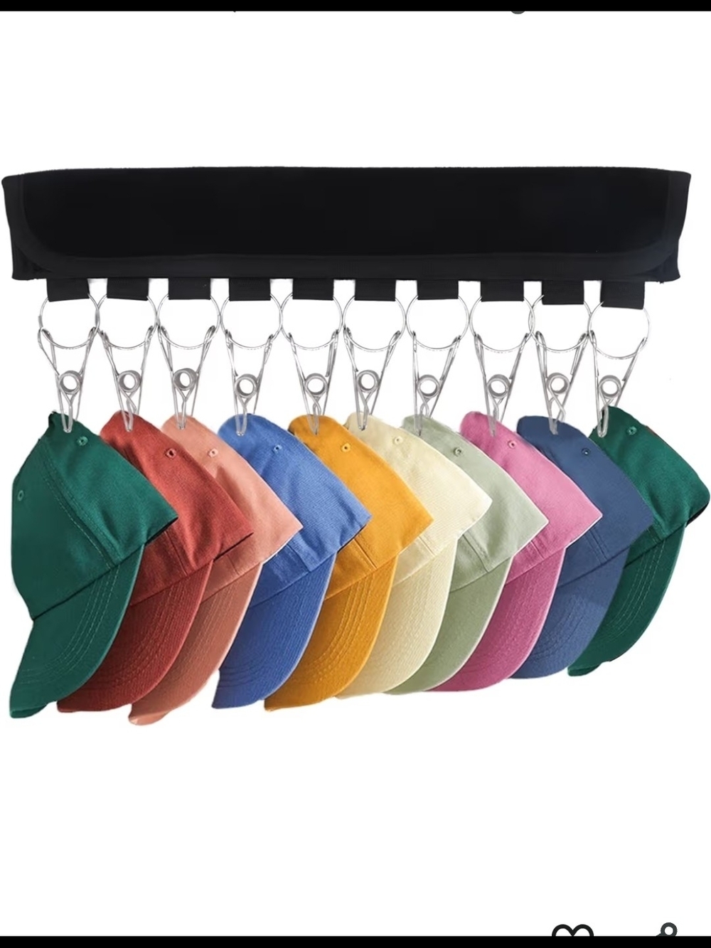 10-Clip Baseball Cap Organizer with Hanger